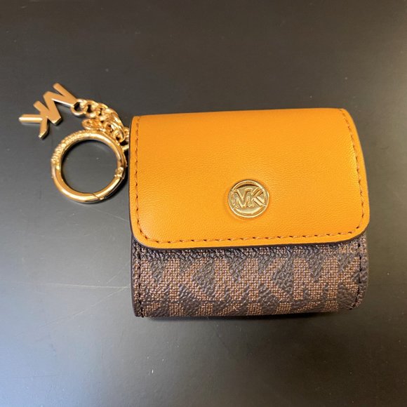Michael Kors Airpod Clip Case MK Brown Yellow - Picture 1 of 9